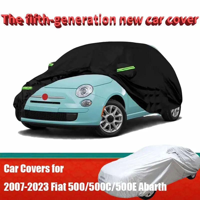

Автомобильные чехлы на заказ для Fiat 500/500C/500E 2007-2023 гг., дверь Abarth, непромокаемая, пылезащитная и УФ-защита, уличная, водонепроницаемая