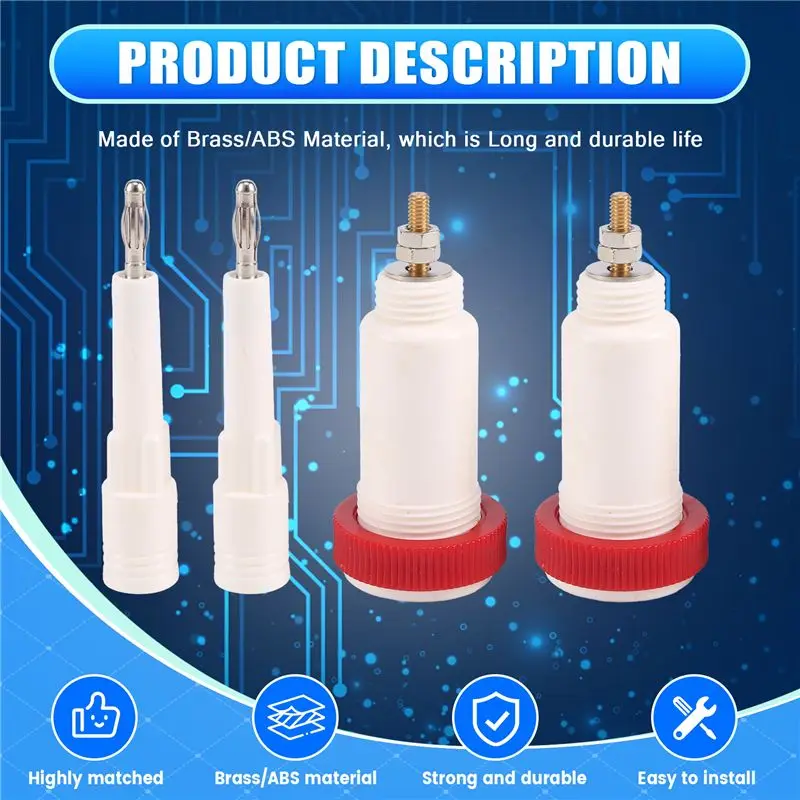 ABFN-2 Pairs Of 4 Mm Banana Cross Jack 10Kv -30Kv High Voltage Connector Plug And Socket Power Supply Test Instrument