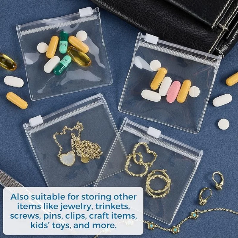 Jewelry Storage Bag Pill Pouch Bags Zippered Pill Pouch Reusable Clear Pill Bags Self Sealing Travel Medicine Organizer Storage