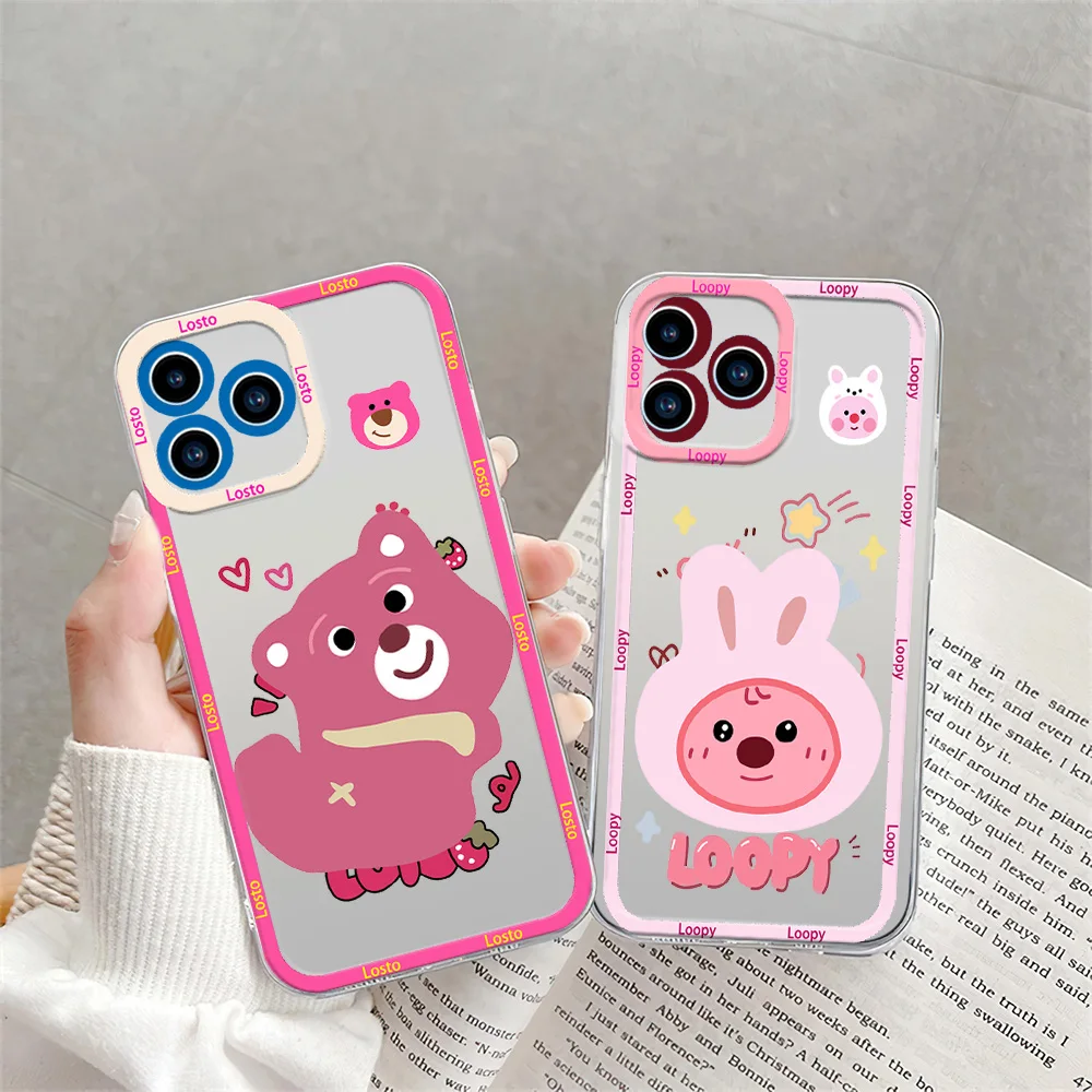 MINISO Cute Loopy Losto Phone Case for iPhone 12 11 13 14 15 16 Max Pro Plus Transparent Bezel Shell