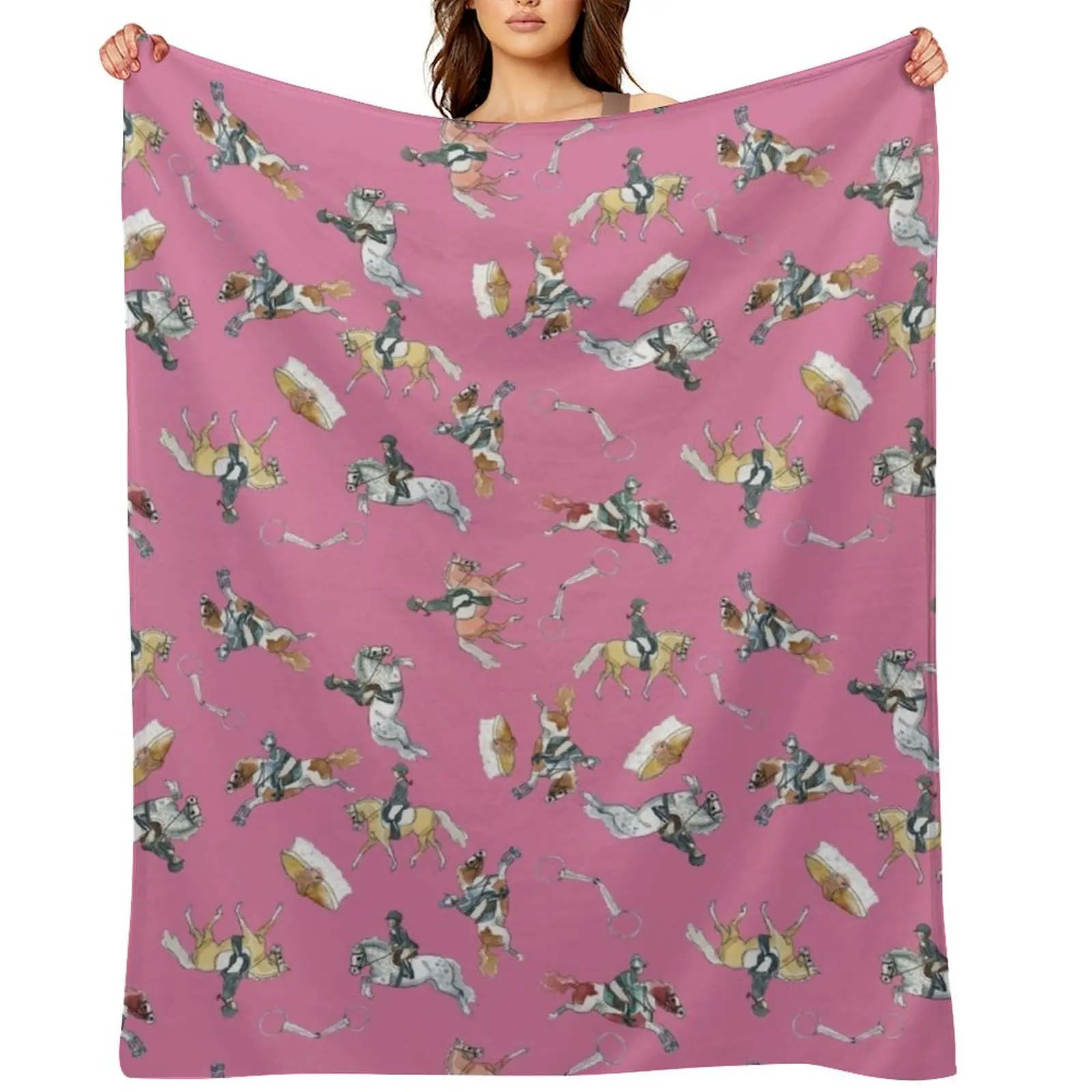

Three Day Eventing Ponies in Bubblegum Throw Blanket Custom Cute Plaid heavy to sleep for sofa Blankets