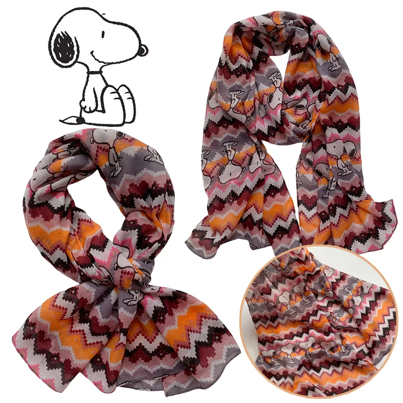 

Snoopy Silk Scarf Cartoon Women Soft Satin Neckerchief Scarves Bag Ribbon Foulard Hairband Girl Anime Neck Collar Kerchief Gifts