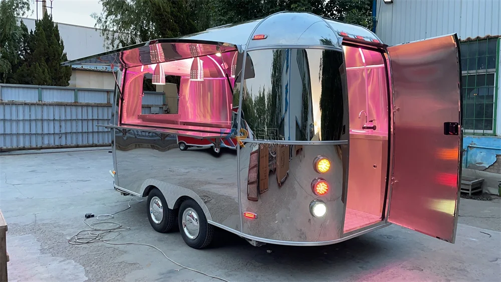 

Custom Street Mobile Fast Food Cart Trailer Hot Dog Ice Cream Concession Food Truck Fully Catering Equipments For Sale