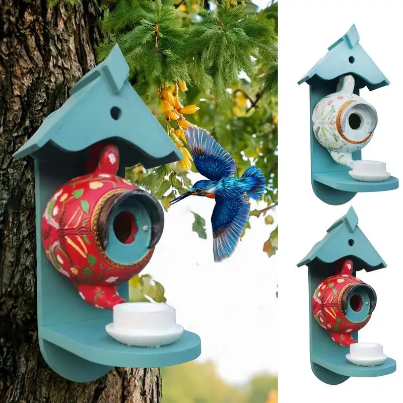 Decorative Bird Houses Feeder Bird House And Feeder William Morris Teapot Aviary Feeder Hangable Bird Feeder For Outdoor supply