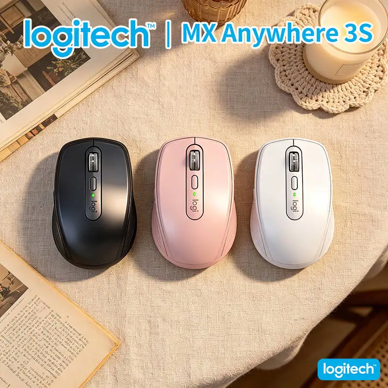 Logitech MX Anywhere 3S Wireless Mouse - 8K DPI Glass Tracking, Hyper-Scroll, Silent Click, Anti-Slip Grip for Office