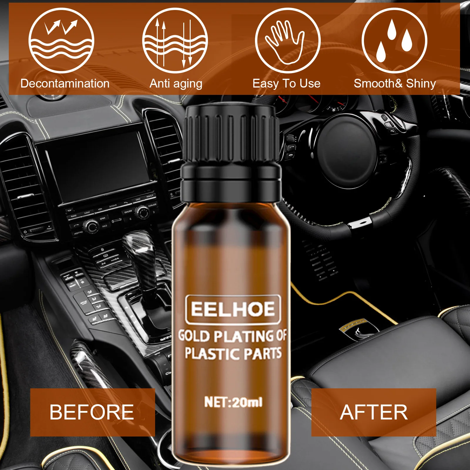10/20/30ml Car Plastic Restoration Agent Auto Plastic Rubber Exterior Repair Clean Interior Plastic Parts Crystal Plating Agent