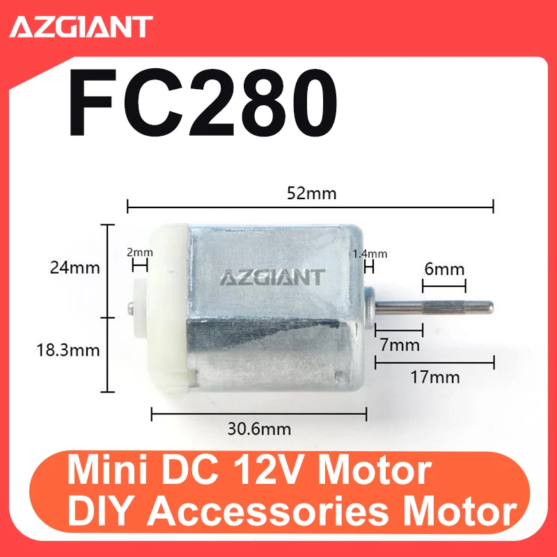 

Azgiant FC280 52 мм 18000PRM микродвигатель с передним вращением, электродвигатели, двигатель с угольной щеткой, сделай сам, вентилятор на солнечной энергии, игрушечная модель для хобби