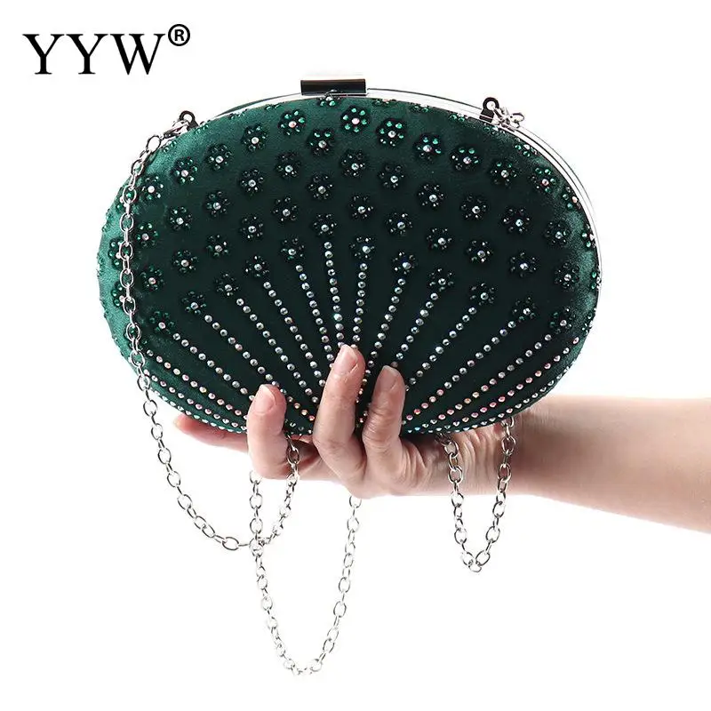 

Velour Rhinestone Evening Party Clutch Bag Glitter Purse Elegant Women Wedding Clutches Handbag Female Chain Shoulder Bag