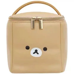 Cute Rilakkuma Makeup Bag Cosmetic Box Storage Organizer Cartoon Bear Kawaii Make Up Bag Leather Vanity Beauty Case Toiletry Bag