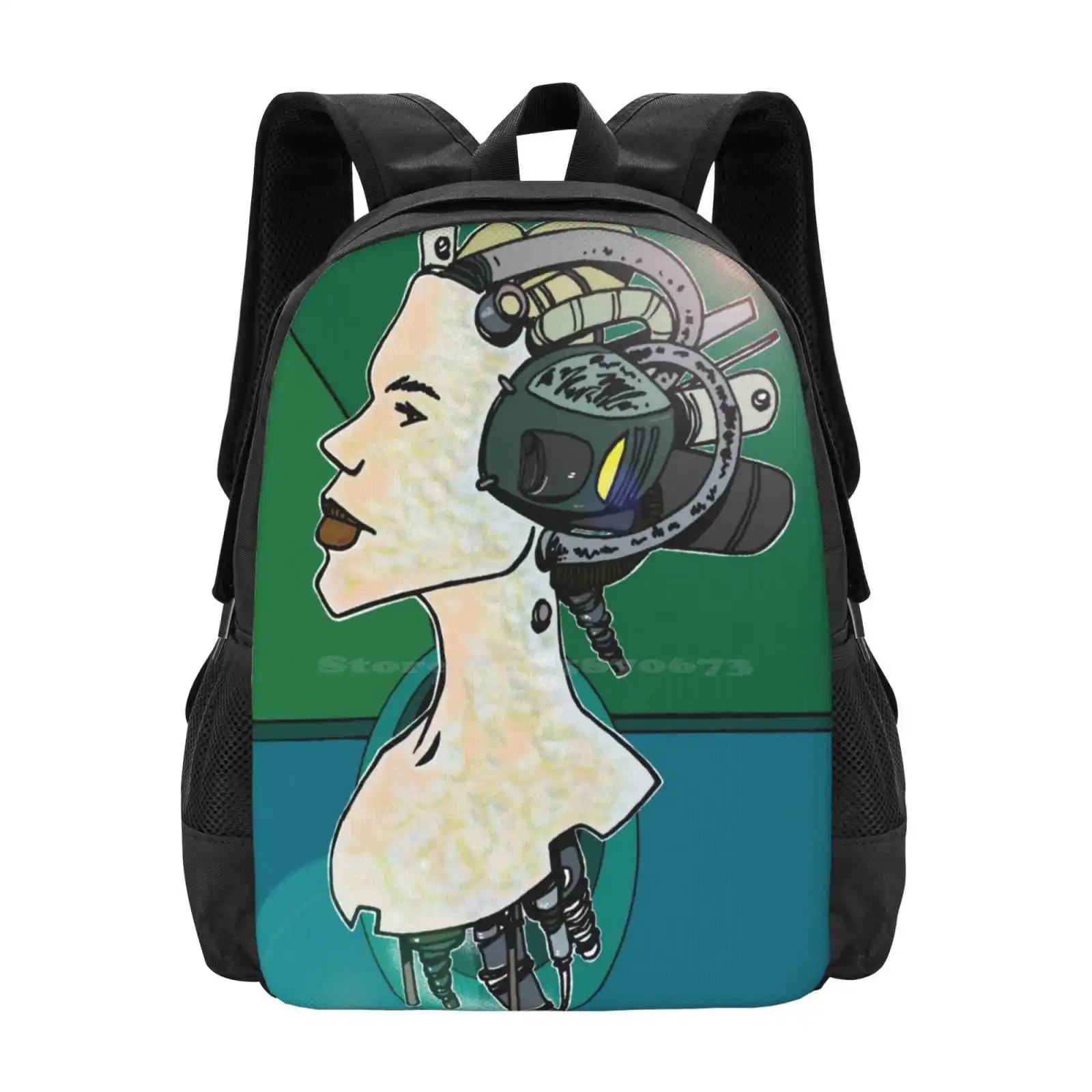 Queen Bee Large Capacity School Backpack Laptop Bags Scifi Robots