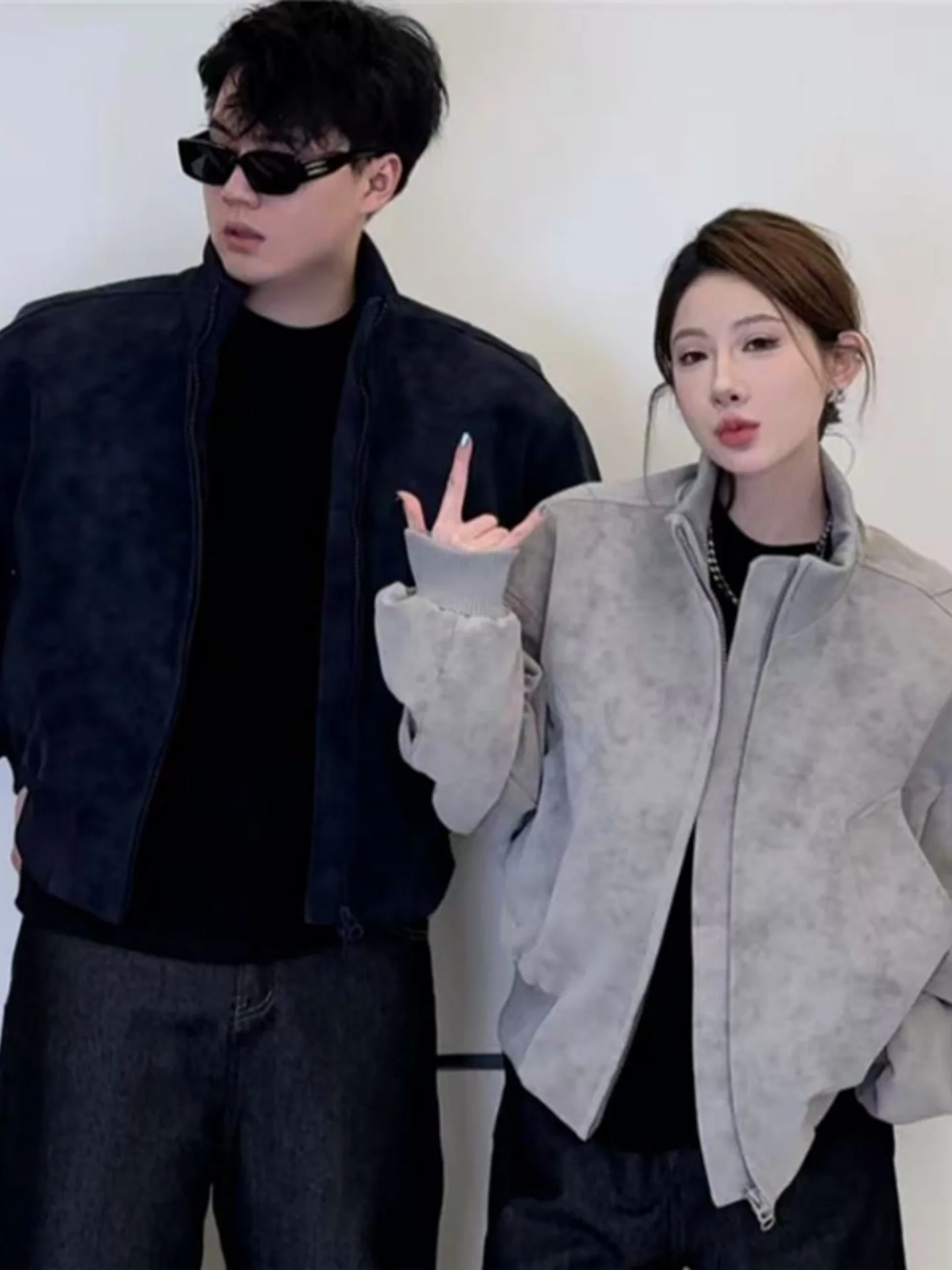 

American Sle Dyed Leather Jaet Men's ort Flight Jaet Couple's Top Zipper Closure Casual uar Spring Outwear