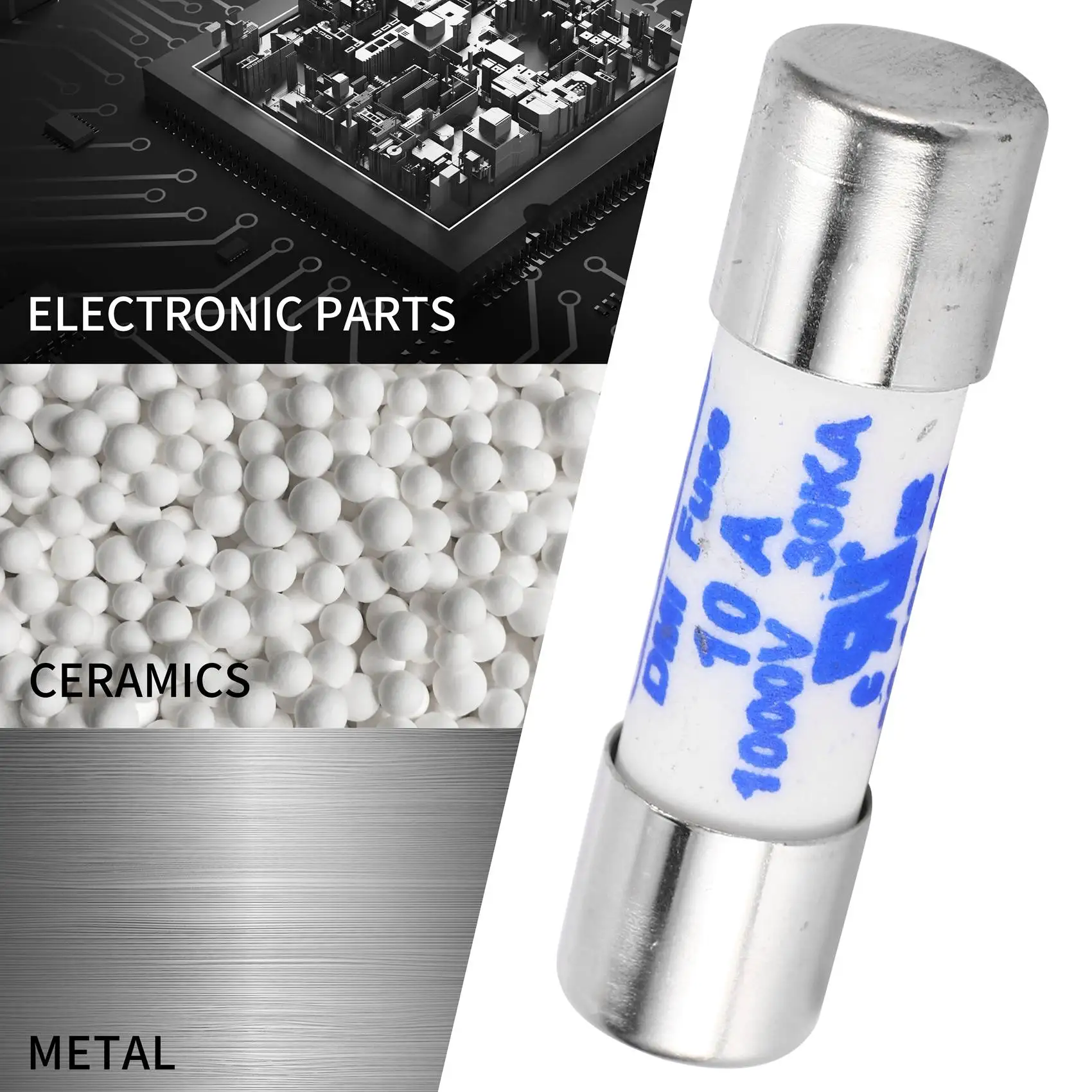 Мультиметр 10 x 38 мм, 1000 В, 10 А, цилиндрический керамический предохранитель, белый