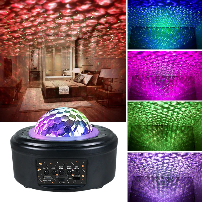 WUZSTAR Star Projector with Remote Control Color-Changing LED Night Light with Music And Ocean Wave Timer for Baby/Kids Room