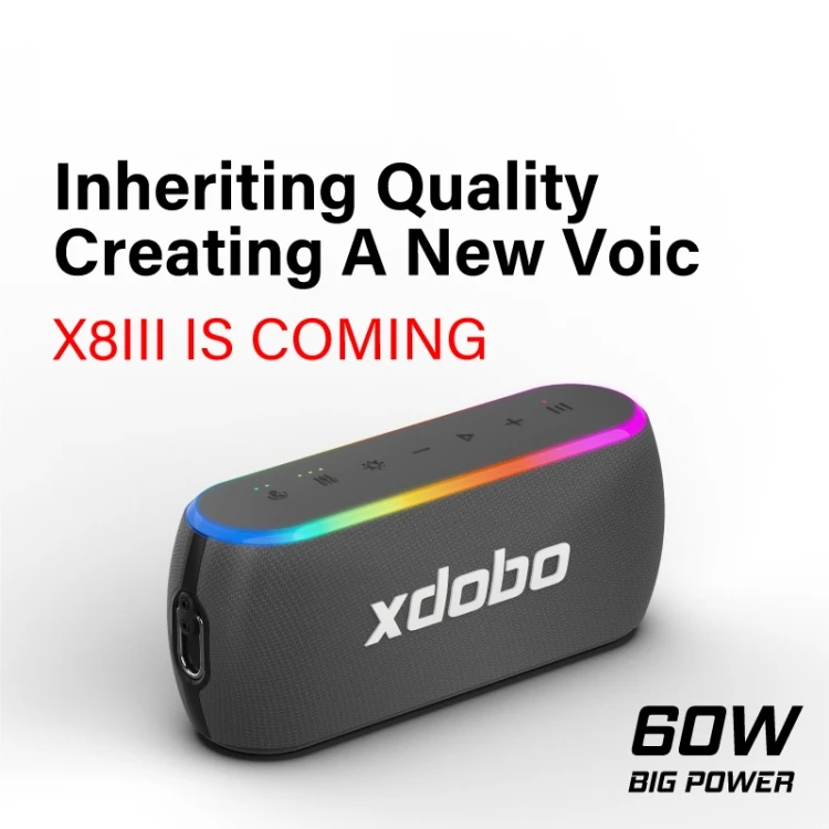 XDOBO X8 III 60 واط مكبر صوت محمول ملون RGB مكبر صوت IPX7 خارجي مقاوم للماء مكبر صوت لاسلكي مع مضخم صوت ثقيل