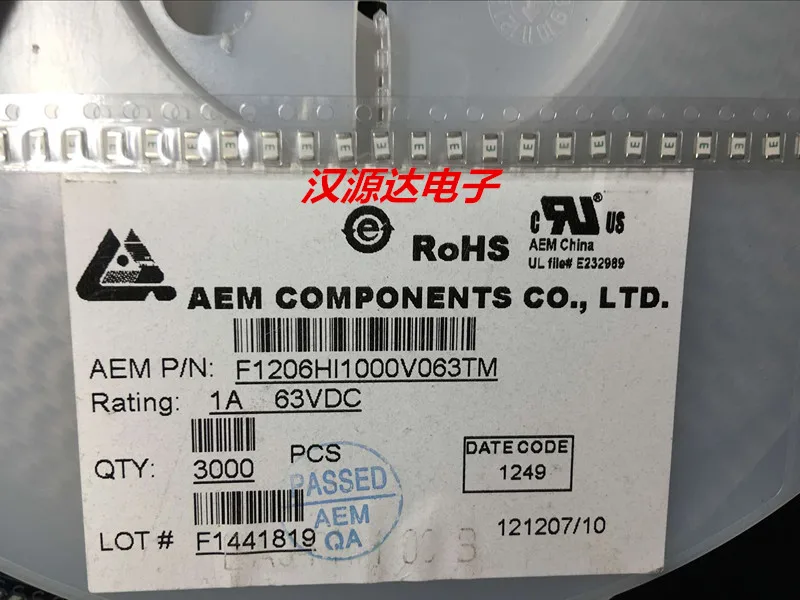100pcs/lot F1206HI1000V063TM 1A 63V 1206 AEM chips Electronic new