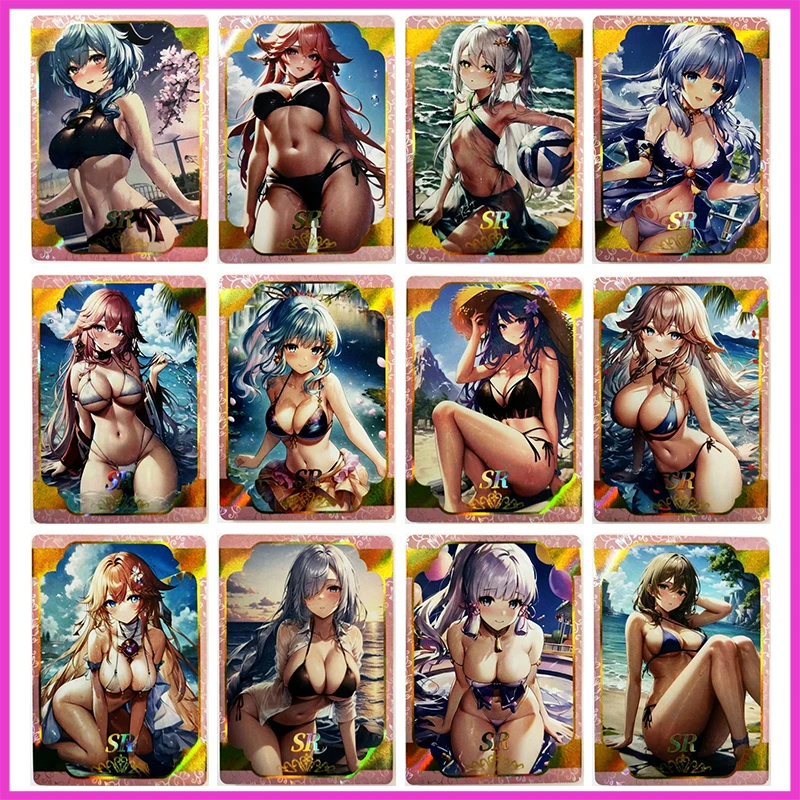 

Anime Goddess Story Rare SR Refractive Flash Cards Ganyu Nahida Kamisato Ayaka Toys for boys Collectible Cards Birthday Gifts