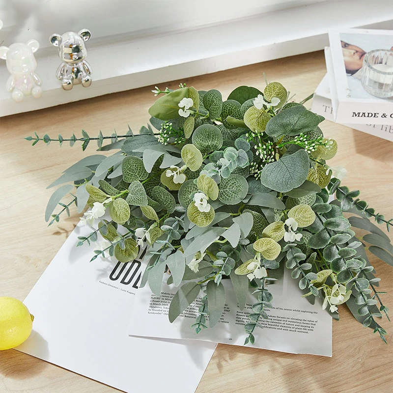 50PCS Mixed Artificial Eucalyptus Leaves Fake Flowers Faux Willow Cuttings DIY Bouquet for Wedding Floral Home Party Table Decor - view 5