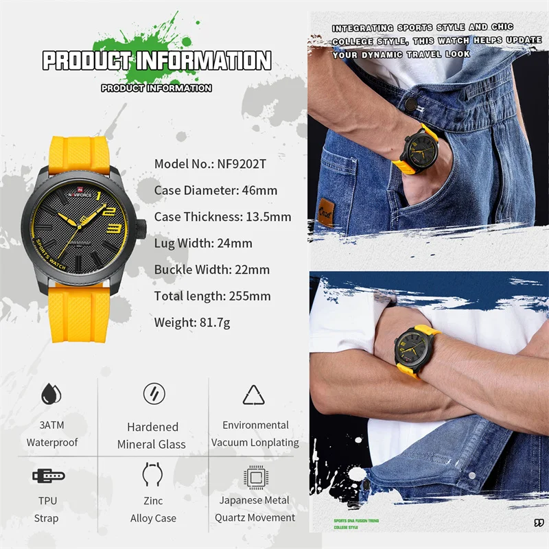 NAVIFORCE – montre de Sport étanche pour homme, Top marque de luxe, bracelet en Silicone, à Quartz, style militaire, 2022