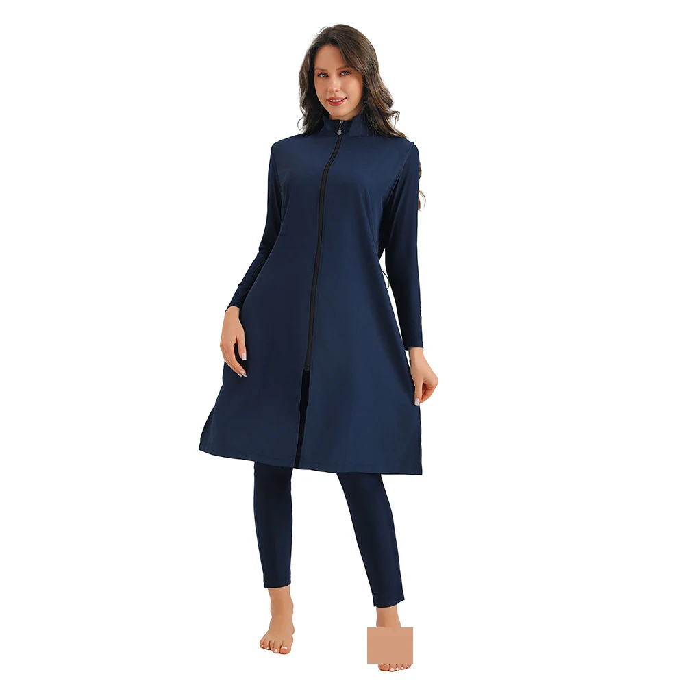 

Новый 3 шт./компл. Burkinis Femme мусульманские женские купальники на молнии купальник топ хиджаб брюки ислам купальный костюм пляжная одежда Maillot De Bain