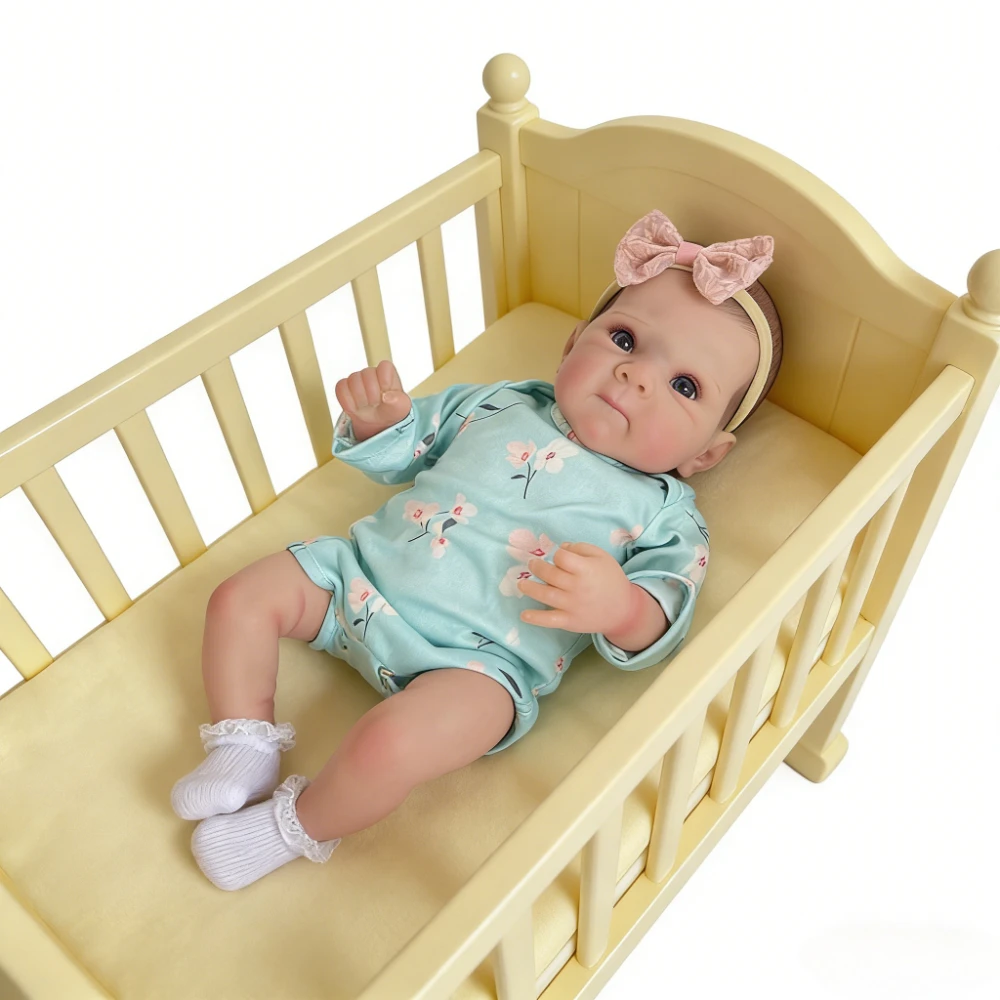 43CM 17인치 리본 베이비돌 베티 신생아 사이즈 실물 같은 아기 인형, 세밀한 페인팅과 정맥, 부드러운 몸체의 리본 베이비돌, 보네카스