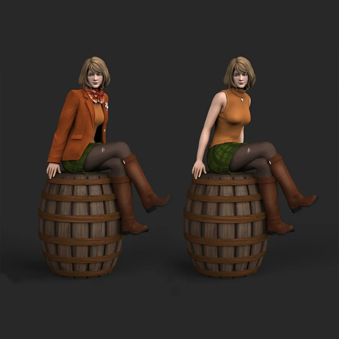 

1/24 Scale Resin Figure Assemble Model Kit The girl sitting on the barrel Two versions Unassembled and Unpainted 3D printing DIY