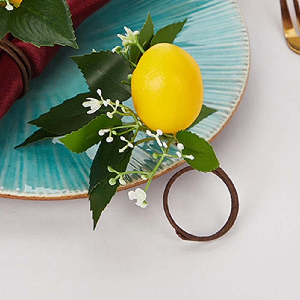 

2Pcs Artificial Lemon Branches Lifelike Realistic Faux Fruit DIY Napkin Rings Holder Vase Bouquet Decoration Fake Fruit Branches