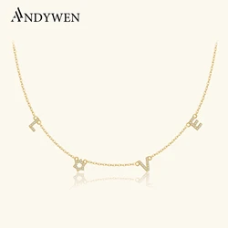 ANDYWEN New 925 Sterling Silver Letter Love Zircon CZ Star Of David Pendant Long Necklace 2025 Winter Women Fashion Jewelry