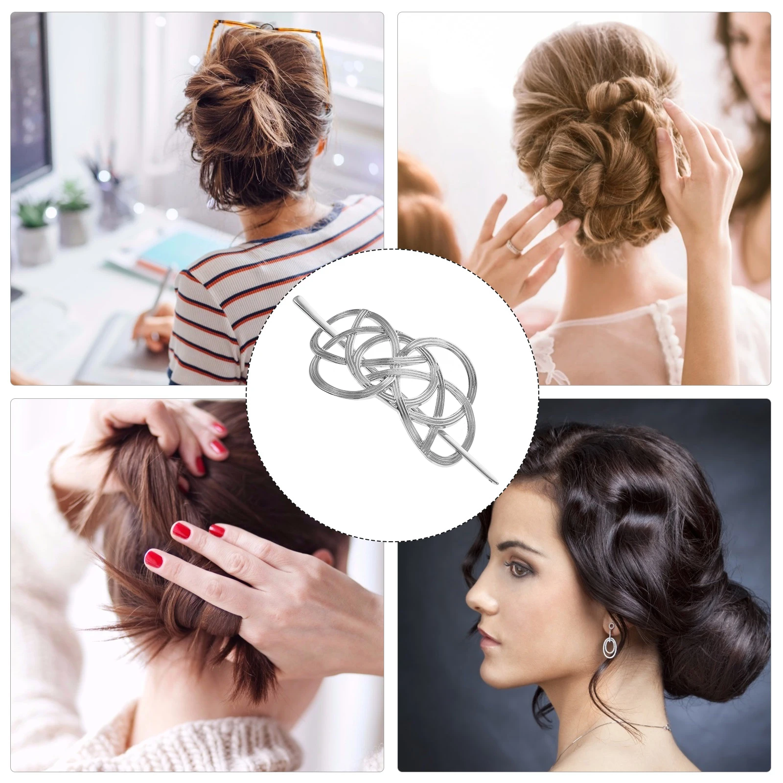 

Retro Hollow Metal Hairpin Set Women Alloy Accessories Decorative Pins Wedding Guest Bride All Match Hair Stick Zinc for Girls