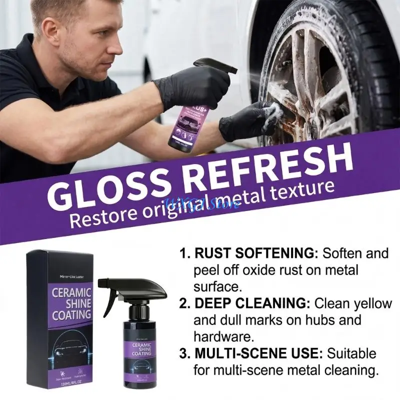 37JE 120ML Metal Rust Remover For Car And Motorcycle Iron Powder Remover Sprayer Easy Application Car Cleaner