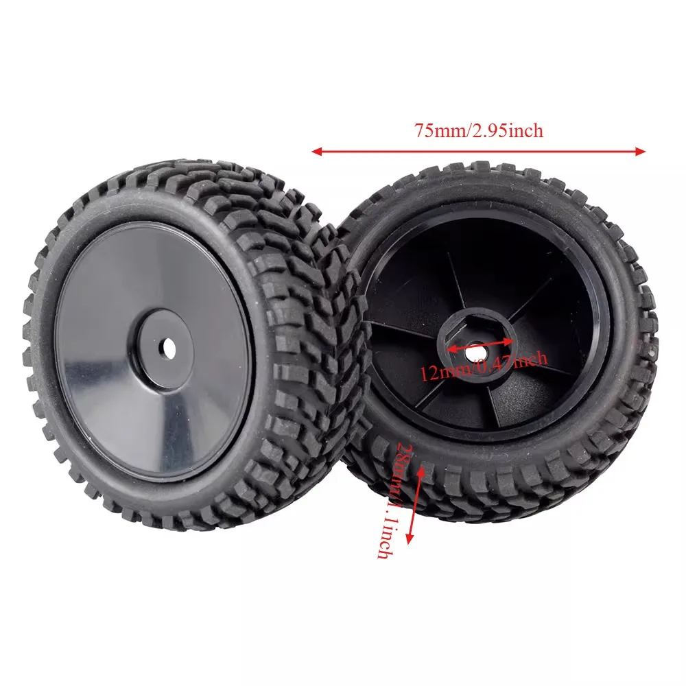 Pneus de Buggy tout-terrain de 2.9 pouces, 75mm, moyeux hexagonaux de 12mm pour Wltoys 144001 1/12 1/14 1/10 Scx10 Trxs Trx-4 Tamiya RC Car