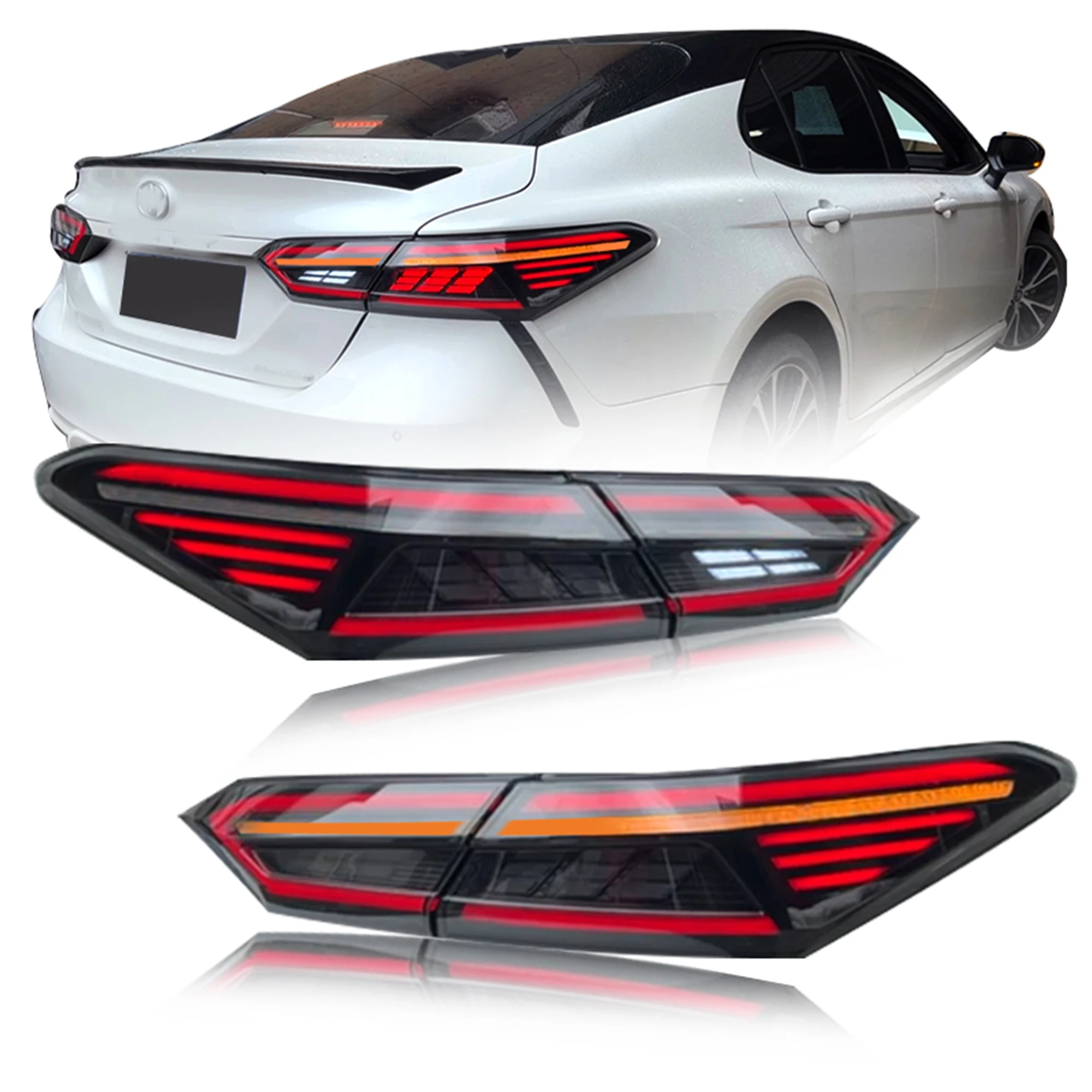 

MOTION RGB Fish Bone Style Led Tail Light for Toyota Camry 2018 2019 2020 2021 2022 Rear Bumper Lamp