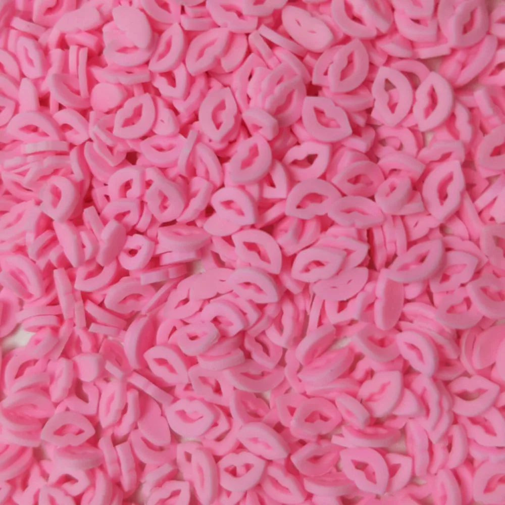 50 g/saco lábios argila de polímero vermelho/rosa rosa/branco 5.5mm lodo fatias diy doce sexy macio argila artesanato encantos decorações da arte do prego