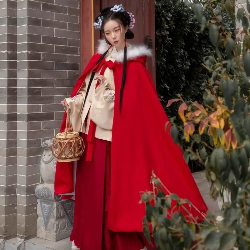 الشتاء نمط عباءة فنغ Qiuhuang Hanfu الإناث حقيقية الأصلي التطريز الصناعة الثقيلة التطريز الصوف سميكة عباءة عباءة #6
