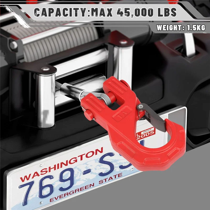 خطاف ونش بسيط 3/8 بوصة عالي التحمل، خطاف ونش ATV، خطاف منزلق بمشبك على شكل حرف U لكابل ونش الحبل الاصطناعي ATV UTV