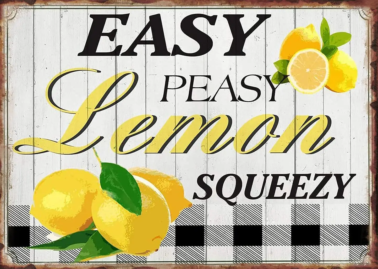 Easy Peasy Lemon Squeezy Tin Signs Home Kitchen Wall Decor Farmhouse Sign Courtyard Decoration Sign 8x12Inch