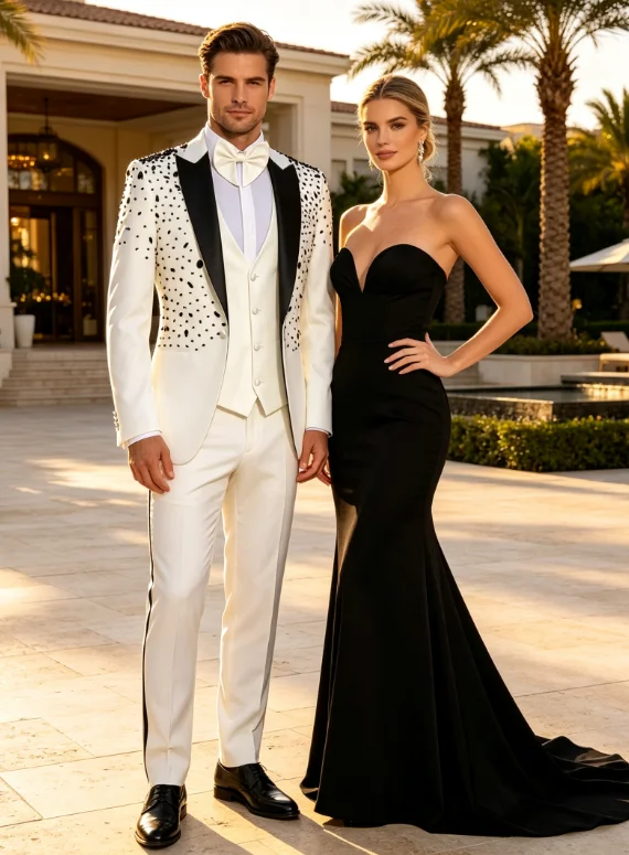 Classic Rhinestone Men Suits Slim Fit Lapel Groom Party Tuxedos Custom Made 3 Pieces Sets Male Blazers Fashion Vestidos Denovia