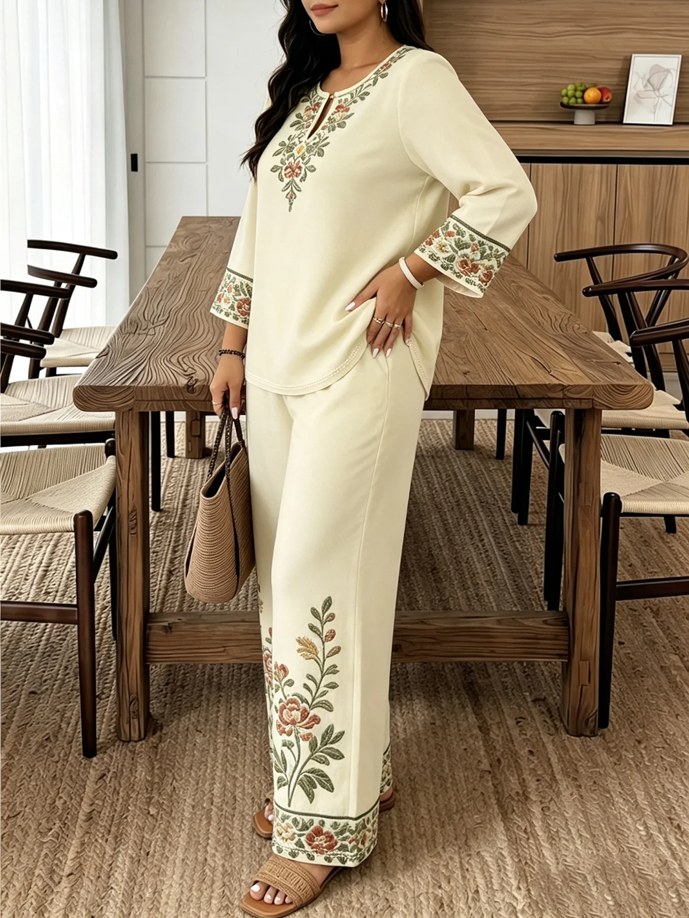 Minimalist temperament set, loose and comfortable with meat covering, suitable for both home and outdoor activities, women's two