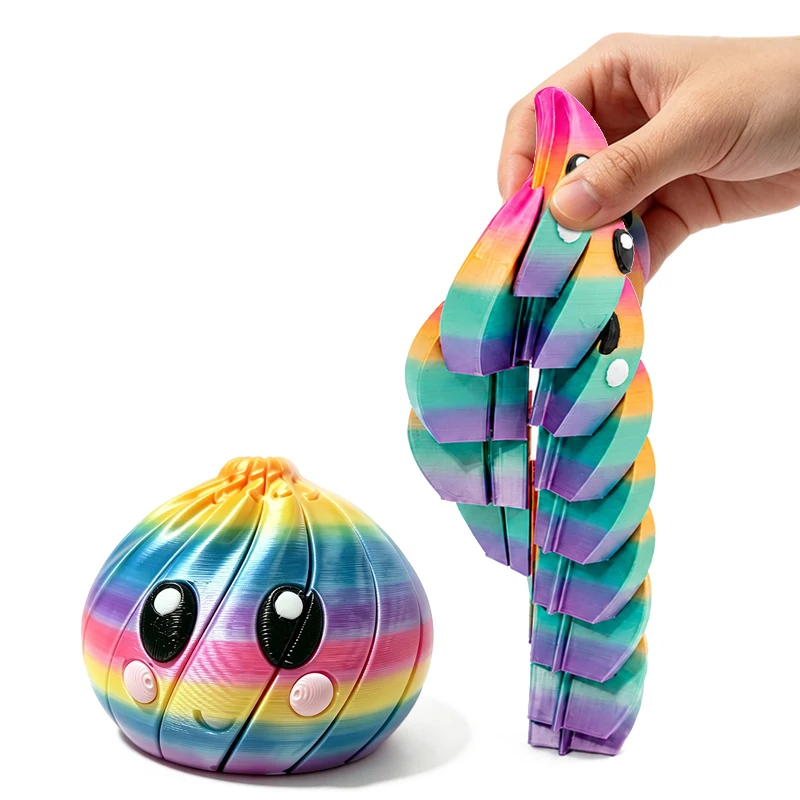 1/6pc 3D Printing Dumpling Sensory Decompression Toy Deformable Twist Creative Stress-Relief Gadget Desk Ornament