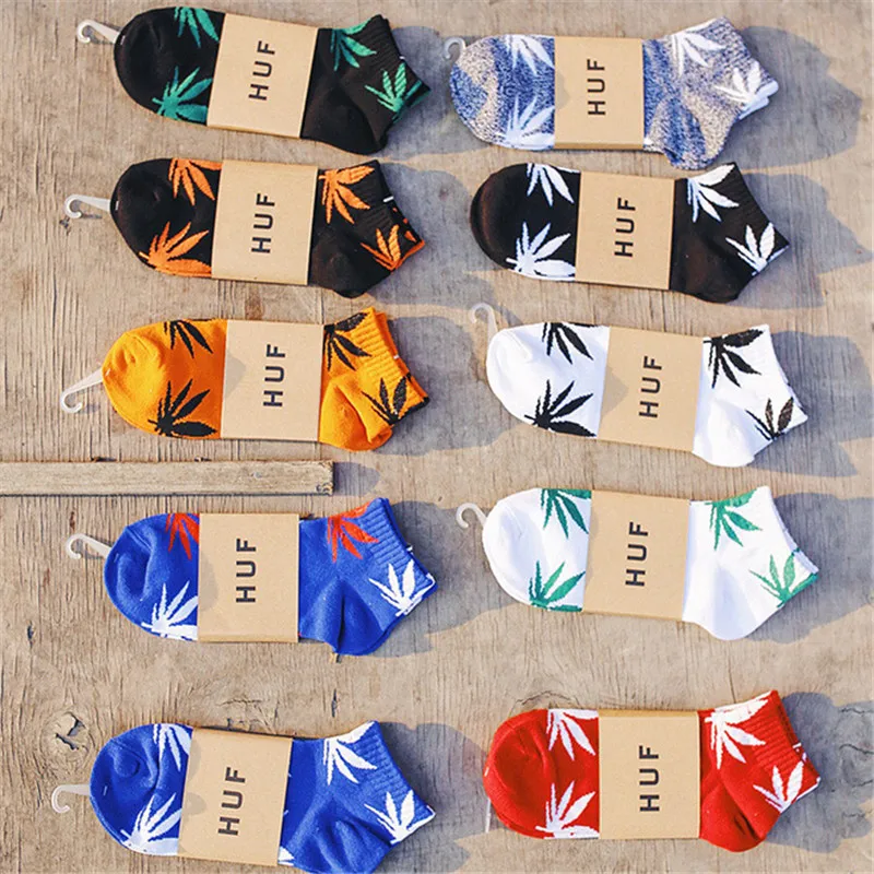 1 pair of men's socks, cotton springsummer and autumn weeds, colorful men's short softbreathablewet socksmaple leaf casual socks