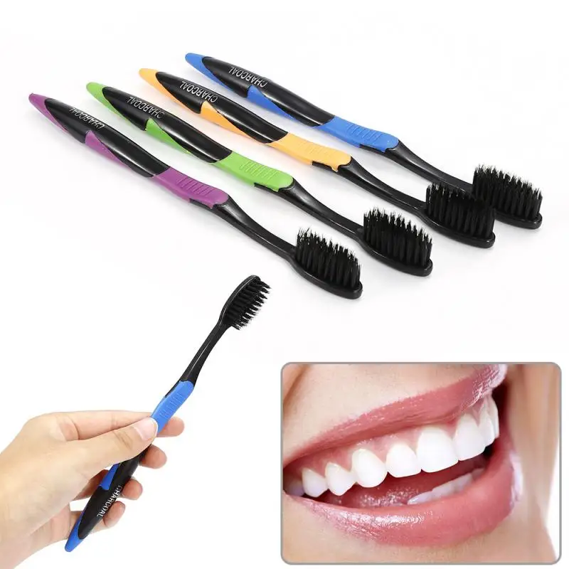 4PCS Adults Bamboo Charcoal Toothbrush Soft Nano Bristle Adult Toothbrushes Healthy Cleaner Tooth Brush Set Dropshipping