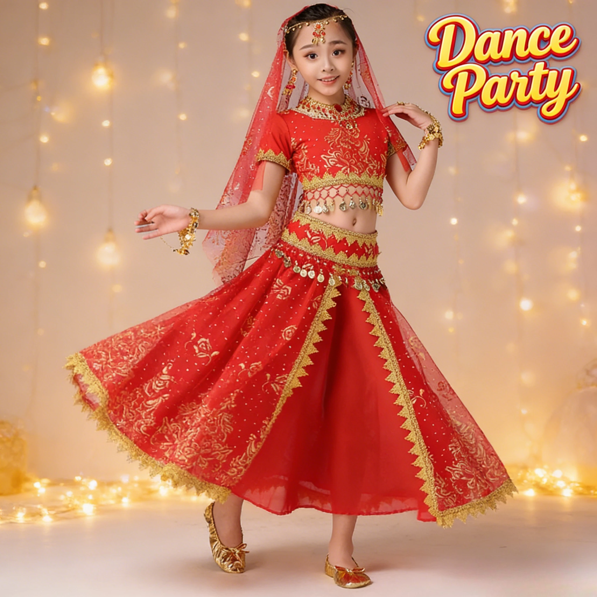 

Детский костюм для выступлений в этническом стиле Синьцзян для девочек, комплект из молочного шелка, праздничная танцевальная одежда, сценический костюм для танца живота для детей