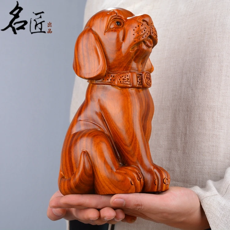 2020 TOP art # business office home efficacious Talisman Handmade Yellow pear wood Money dog WANGCAI FENG SHUI Sculpture