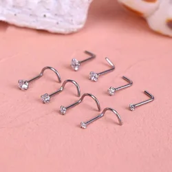 1 Stück chirurgischer Stahl Kristall cz Nasenring l Form Nasen stecker quadratische Nasenloch Nase Piercing Körpers chmuck Nariz Lote für Frauen