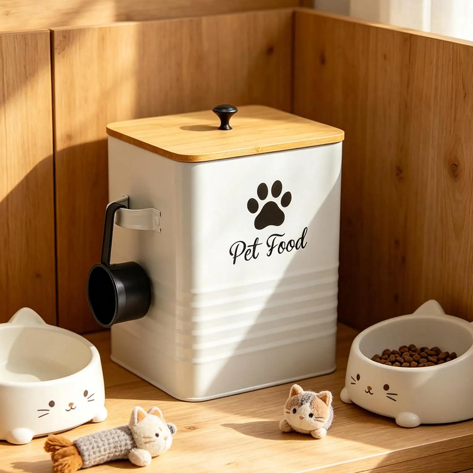 Airtight Pet Food Storage Container Moistureproof Dog Treat Jar Large Capacity Organizer for Dog and Cat Food Feeding Area