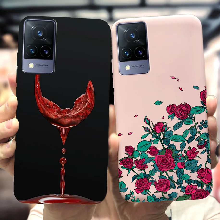 For Vivo V21 5G V2050 Case Fashion Flower Candy Painted Phone Cover Soft Fundas For Vivo V21 2021 VivoV21 V 21 V2066 V2108 Coque