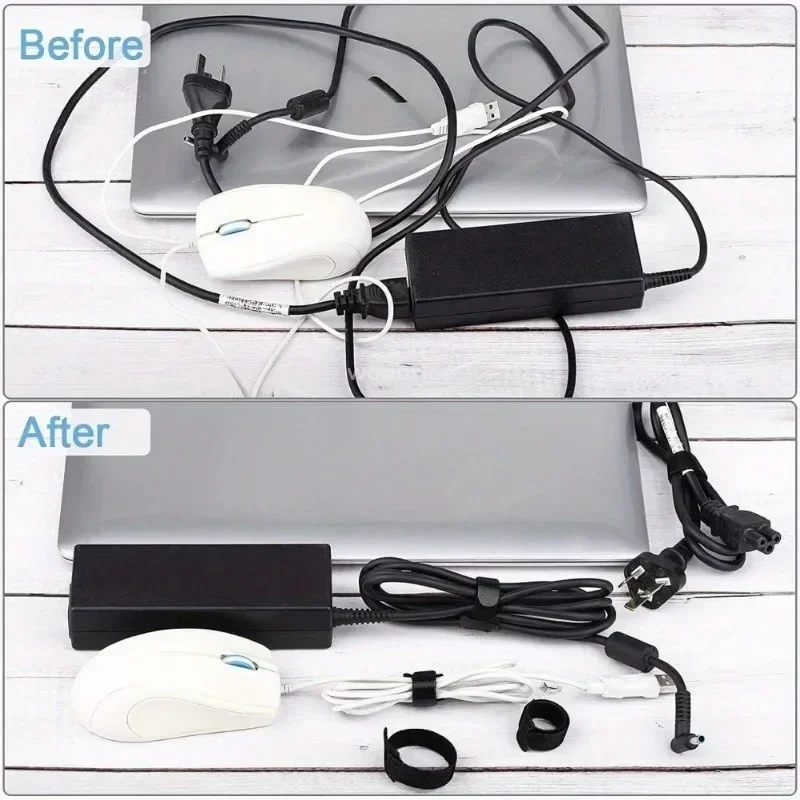 10-100pcs Releasable Cable Organizer Ties Mouse Earphones Wire Management Nylon Cable Ties Hoop Tape