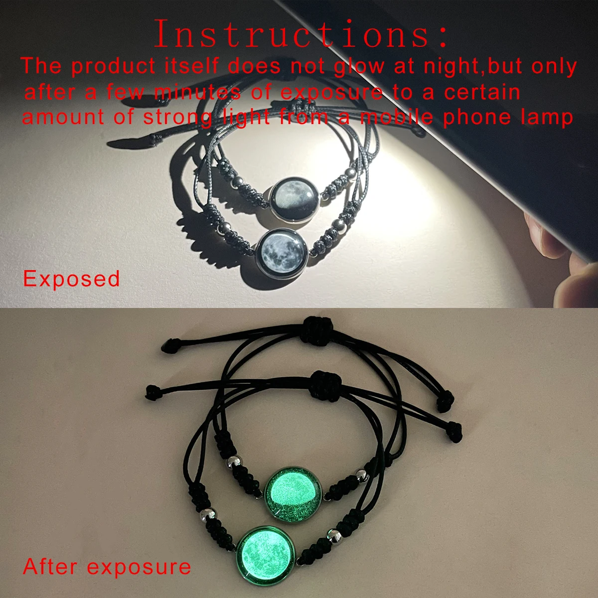 سوار زوجين بمساحة مضيئة 2 أساور أنيقة منسوجة يدويًا #4