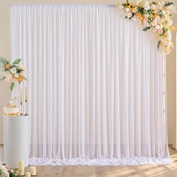 2pcs 5ft×10ft Chiffon Backdrop Curtain for Wedding Party, Slight Glimmer Sheer, party Baby Shower Photo Photography Backgrounds