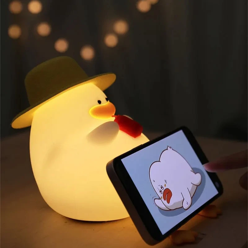 

Small Duck Night Light Cartoon USB Charging Lamp Cartoon Silicone Creative Gift for Kid Room Bedroom Bedside Sleep Living Room