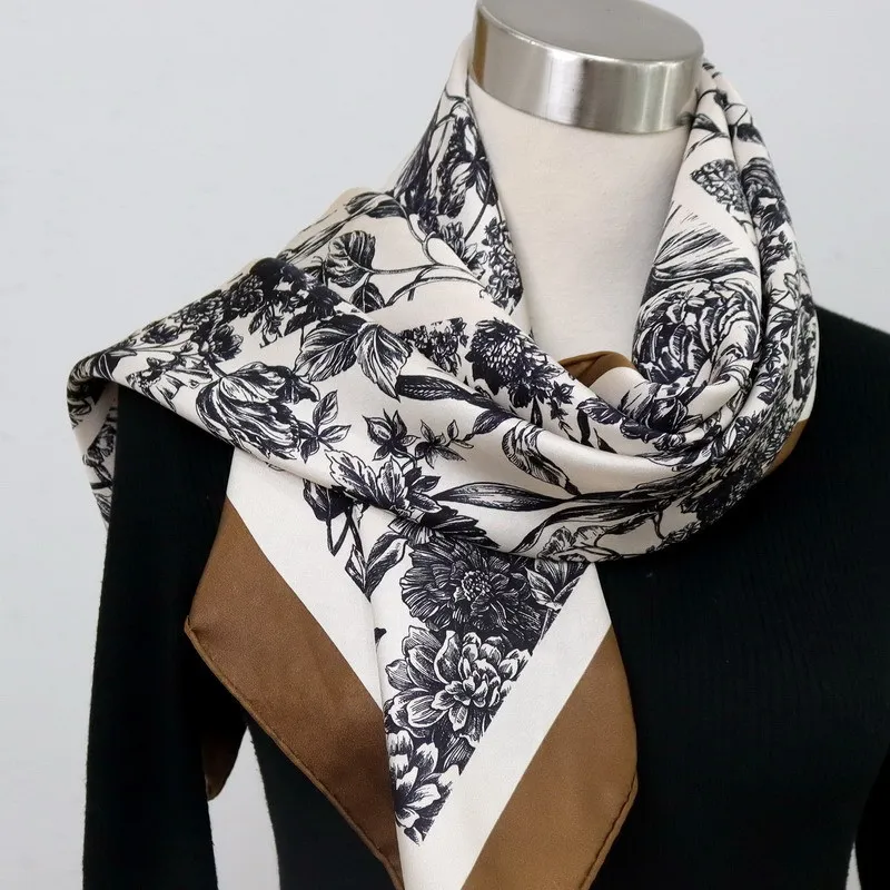 18 مللي متر وشاح حريري النساء التوت وشاح فاخر مصمم اليد رولارد حواف عصابات 90 سنتيمتر حقيبة إكسسوارات الشعر